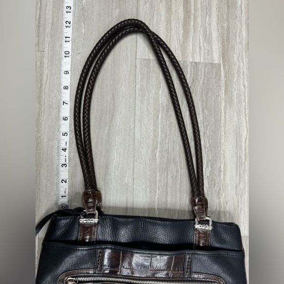 BrightonBlack & Dark Brown Leather Shoulder Bag - Mint Condition - Picture 3 of 11